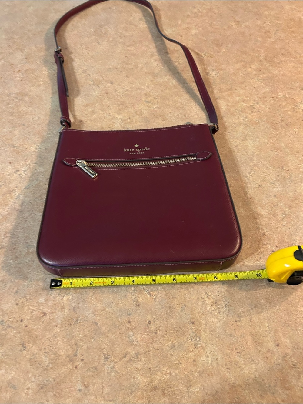 kate spade Burgundy Leather Crossbody with Front Zip